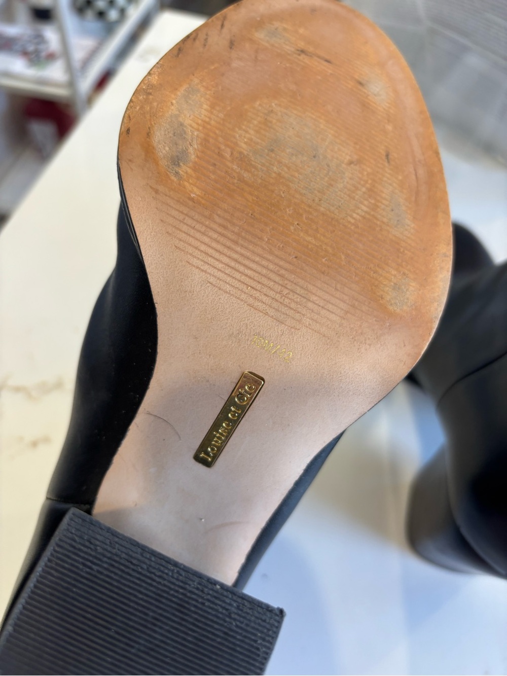 Louise et Cie Black Leather Ankle Booties with Gold Accent - Picture 3 of 3